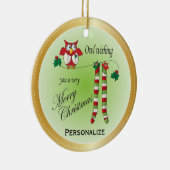 Owl Wish je een prettig kerstOrnament Keramisch Ornament (Rechts)