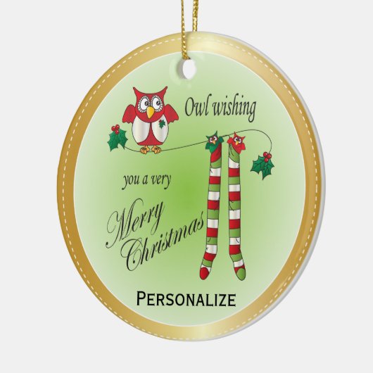 Owl Wish je een prettig kerstOrnament Keramisch Ornament (Links)