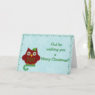 Owl wish you a Merry Christmas! Feestdagen Kaart