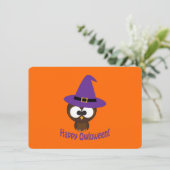 Owl Witch Halloween Party Invitation Kaart (Staand voorkant)