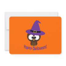 Owl Witch Halloween Party Invitation