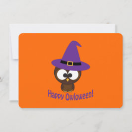 Owl Witch Halloween Party Invitation Kaart
