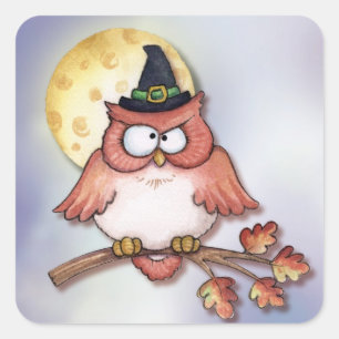Owl Witch Vierkante Sticker
