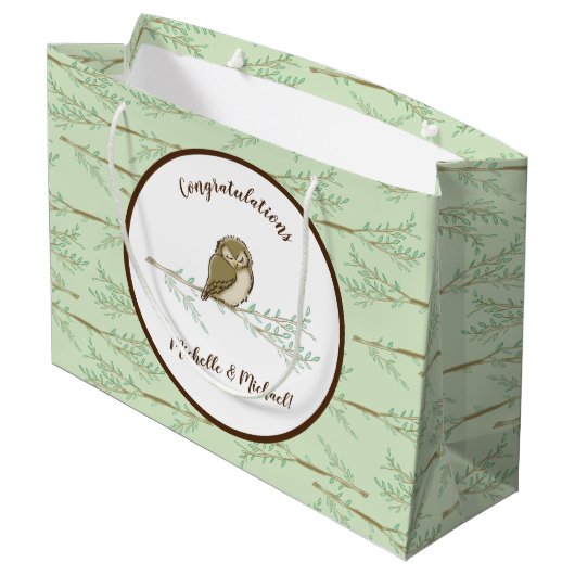 Owl Woodland Animal Baby shower Groot Cadeauzakje (Achterkant Gekanteld)