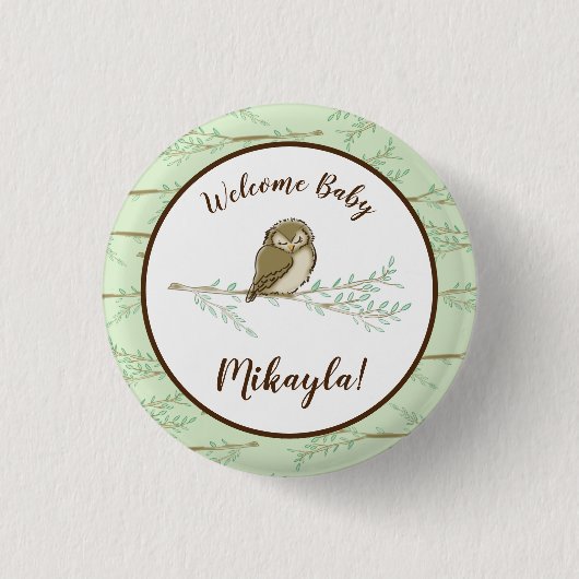 Owl Woodland Animal Baby shower Ronde Button 3,2 Cm (Voorkant)