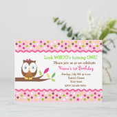 Owl Woodland Bird Birthday Party Invitations Kaart (Staand voorkant)
