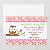 Owl Woodland Bird Birthday Party Invitations Kaart (Voorkant / Achterkant)