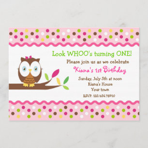 Owl Woodland Bird Birthday Party Invitations Kaart