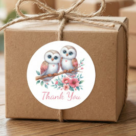 Owl Woodland Boho Country Wedding Thank You  Ronde Sticker
