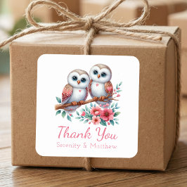 Owl Woodland Boho Country Wedding Thank You  Vierkante Sticker