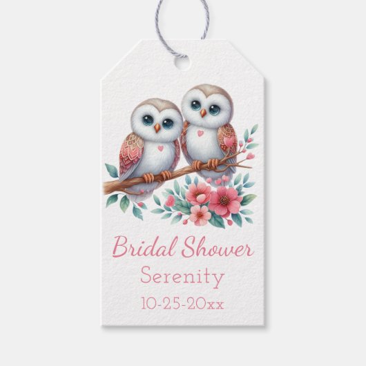 Owl Woodland Boho Rustic Country Bridal Shower Cadeaulabel (Voorkant)