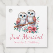 Owl Woodland Boho Rustic Country Just Married Bedankjes Labels (Voorkant)