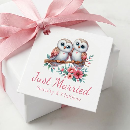 Owl Woodland Boho Rustic Country Just Married Bedankjes Labels