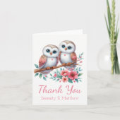 Owl Woodland Boho Rustic Country Thank You Wedding Bedankkaart (Voorkant)