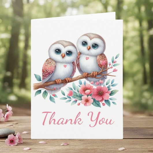 Owl Woodland Boho Rustic Country Thank You Wedding Bedankkaart