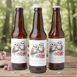 Owl Woodland Boho Rustic Country Wedding Bier Etiket