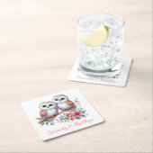 Owl Woodland Boho Rustic Country Wedding Kartonnen Onderzetters (Insitu)