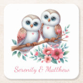 Owl Woodland Boho Rustic Country Wedding Kartonnen Onderzetters (Voorkant)