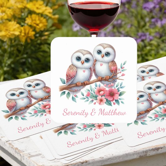 Owl Woodland Boho Rustic Country Wedding Kartonnen Onderzetters