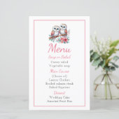 Owl Woodland Boho Rustic Country Wedding Menu (Staand voorkant)