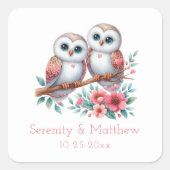 Owl Woodland Boho Rustic Country Wedding Vierkante Sticker (Voorkant)