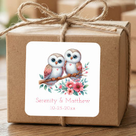 Owl Woodland Boho Rustic Country Wedding  Vierkante Sticker