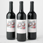 Owl Woodland Boho Rustic Country Wedding Wijn Etiket (Flessen)