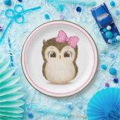 Owl Woodland Waterverf Roze Papieren Bordje (Feest)