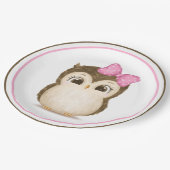 Owl Woodland Waterverf Roze Papieren Bordje (Gekanteld)