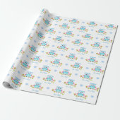 Owl Wrapping Paper Baby Boy Blue Het is een jongen Cadeaupapier (Uitgerold)