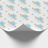 Owl Wrapping Paper Baby Boy Blue Het is een jongen Cadeaupapier (Hoek)