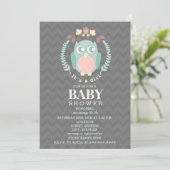 Owl Wreath Baby shower - Girl Kaart (Staand voorkant)