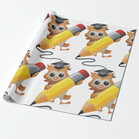 Owl Writing Cadeaupapier (Uitgerold)