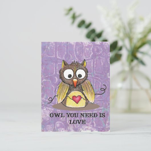 "Owl you need is Love" Owl Briefkaart #2 (Staand voorkant)