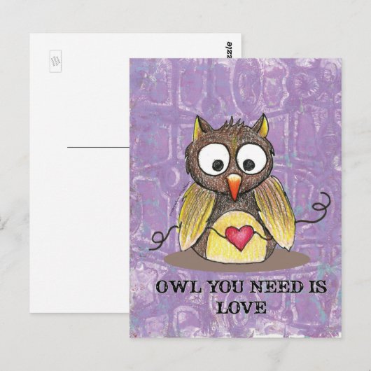 "Owl you need is Love" Owl Briefkaart #2 (Voorkant / Achterkant)