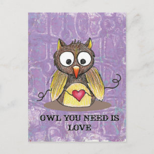 "Owl you need is Love" Owl Briefkaart #2