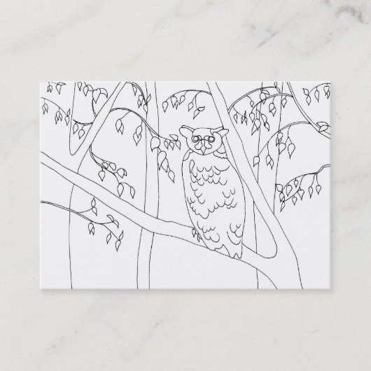 Owl Zitten in een Boom die Visitekaartjes kleurt (Voorkant)