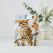 Owl Zitterend op een Tak Briefkaart (Staand voorkant)