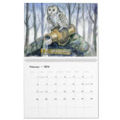 Owl zodiac fantasy waterverven kalender (Feb 2026)