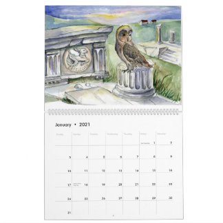 Owl zodiac fantasy waterverven kalender