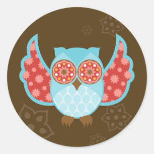 OwlBoheme Blu-stickers Ronde Sticker