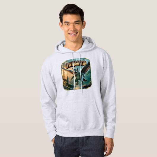 Owligator Illustration – Owl Alligator Funny Scary Hoodie (Voorkant volledig)