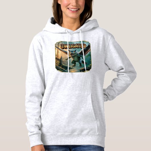 Owligator Illustration – Owl Alligator Funny Scary Hoodie (Voorkant)