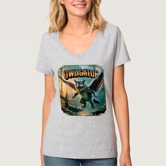 Owligator Illustration – Owl Alligator Funny Scary T-shirt (Voorkant)