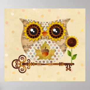 Owl's Autumn Song Poster Art Print
