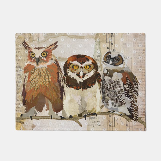 OWLS IN EEN ROW-deurmat Deurmat (Voorkant)
