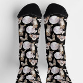 Owls Moths Full Moon On Black Sokken (Top)