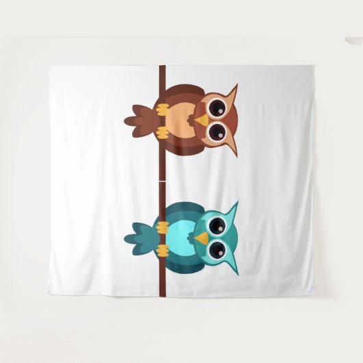 Owls Tapestry Wandkleed (Voorkant (horizontaal))