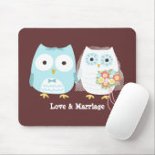 Owls Wedding Bride and Groom Cute Passen getrouwd Muismat (Met muis)