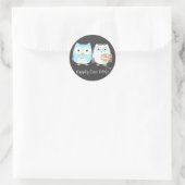 Owls Wedding Bride and Groom Cute Passen getrouwd Ronde Sticker (Tas)